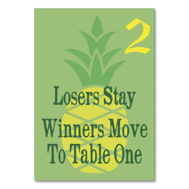 Pineapple Bunco Bord-kort nr 2 Bordsnummer (Framsidan)