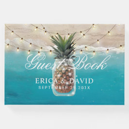 Pineapple Burk String Ljus Tropical Beach Wedding Gästböcker