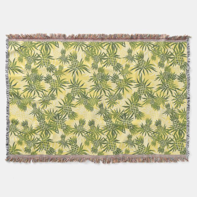 Pineapple Camo Hawaiian Throw Blanket Filt (Framsidan)