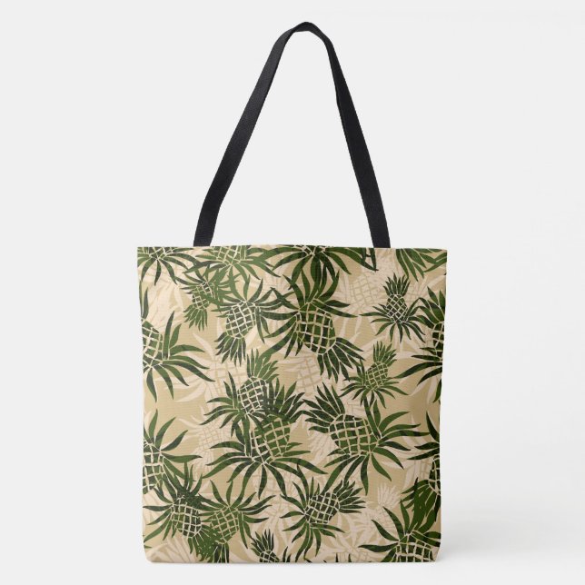 Pineapple Camo Hawaiian Tropical Beach Bag Tygkasse (Framsida)