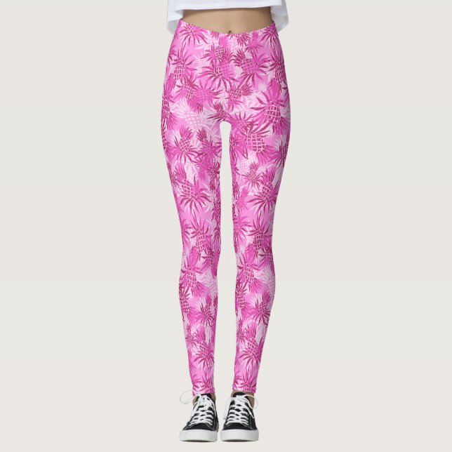 Pineapple Camo Hawaiian Tropical Leggings (Framsida)