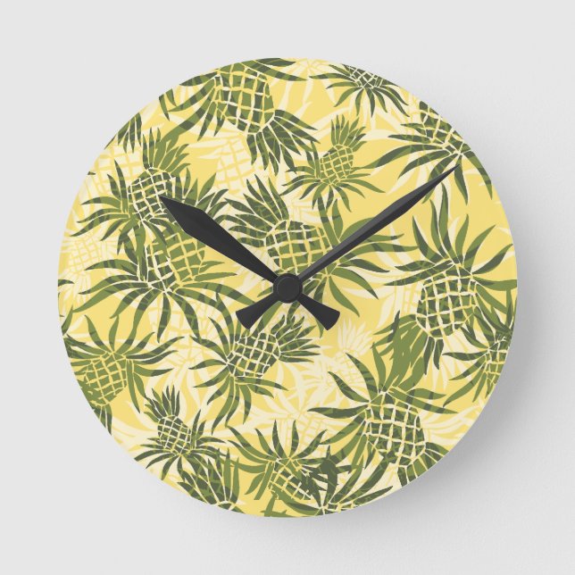 Pineapple Camo Hawaiian Wall Clocks Rund Klocka (Framsida)