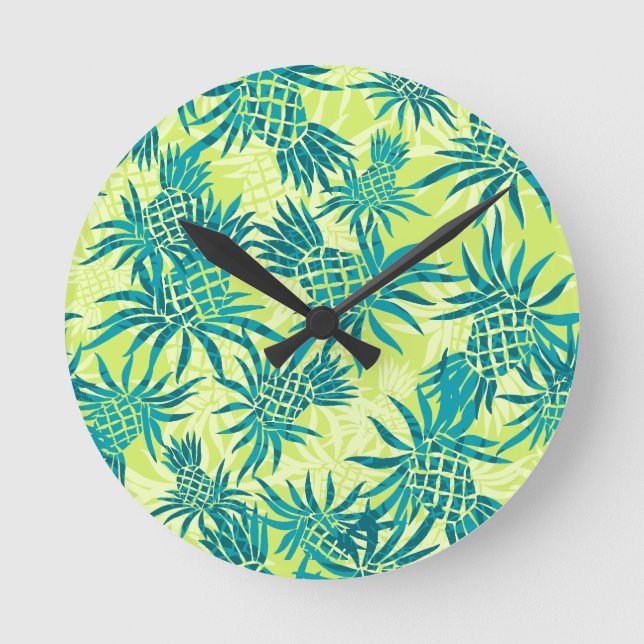 Pineapple Camo Hawaiian Wall Clocks Rund Klocka (Framsida)