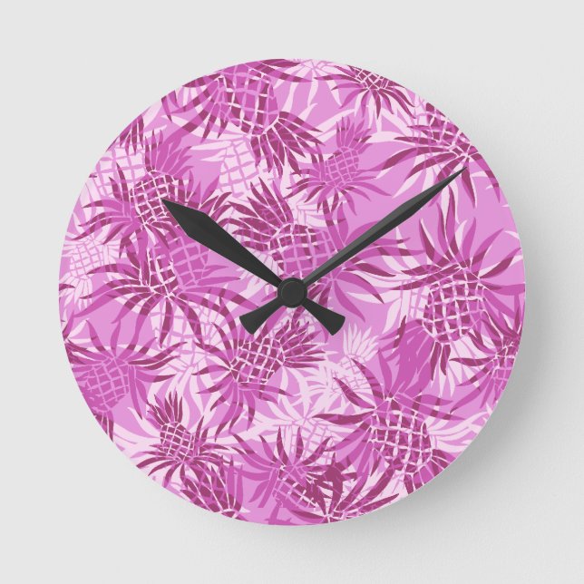 Pineapple Camo Hawaiian Wall Clocks Rund Klocka (Framsida)