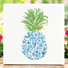 Pineapple Chinoiserie Blue White Preppy Pappersservett