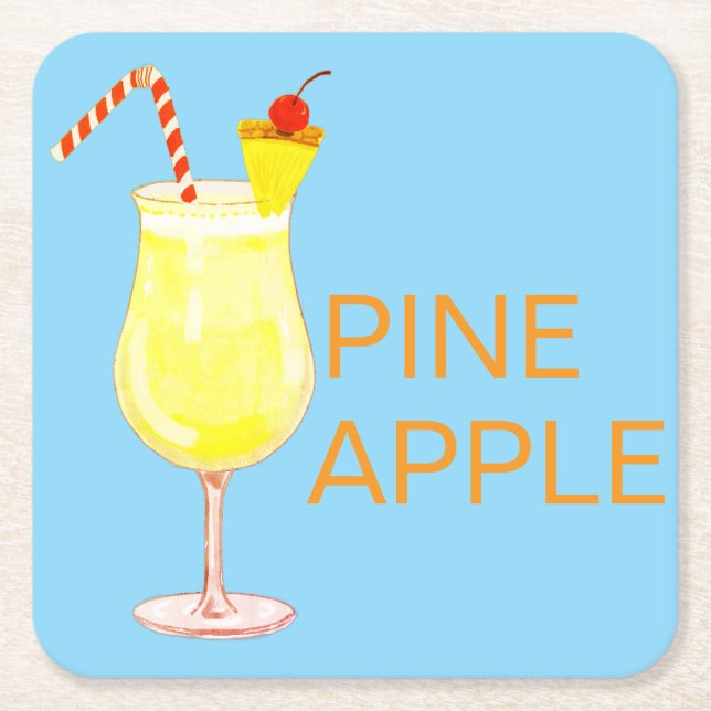 Pineapple cocktail underlägg papper kvadrat (Framsidan)