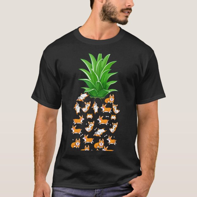 Pineapple Corgi Födelsedag För Corgi T Shirt (Framsida)