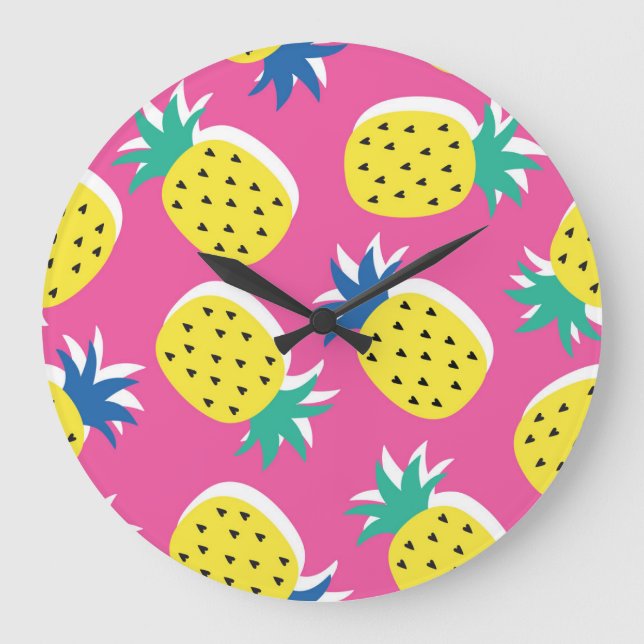 Pineapple Crazy Färg: Barnkonst. Stor Klocka (Framsida)