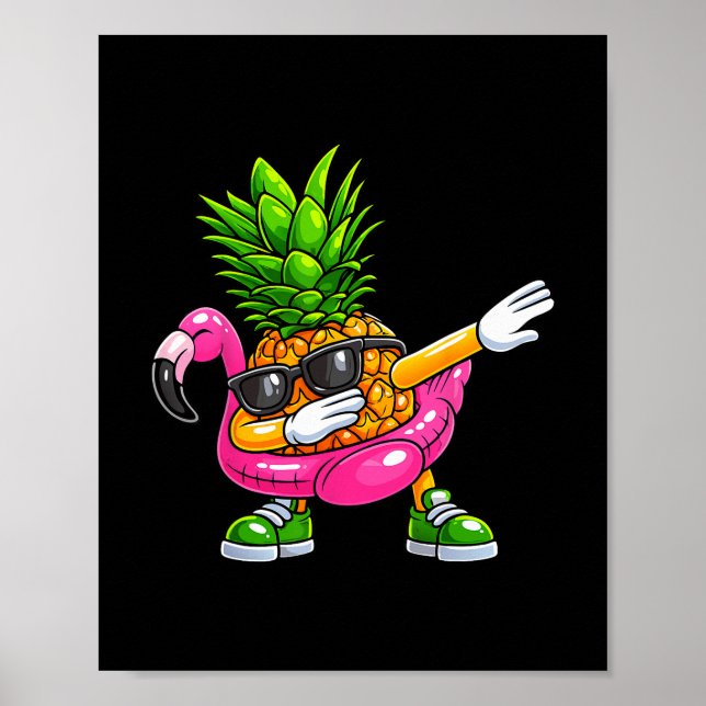Pineapple Dabbing Flamingo Aloha Hawaii Tropical V Poster (Framsidan)