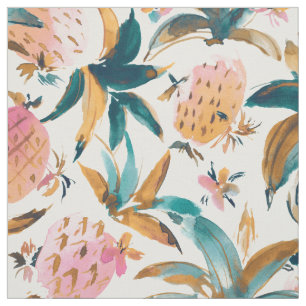 PINEAPPLE DANCE Rosa Vattenfärg Tyg