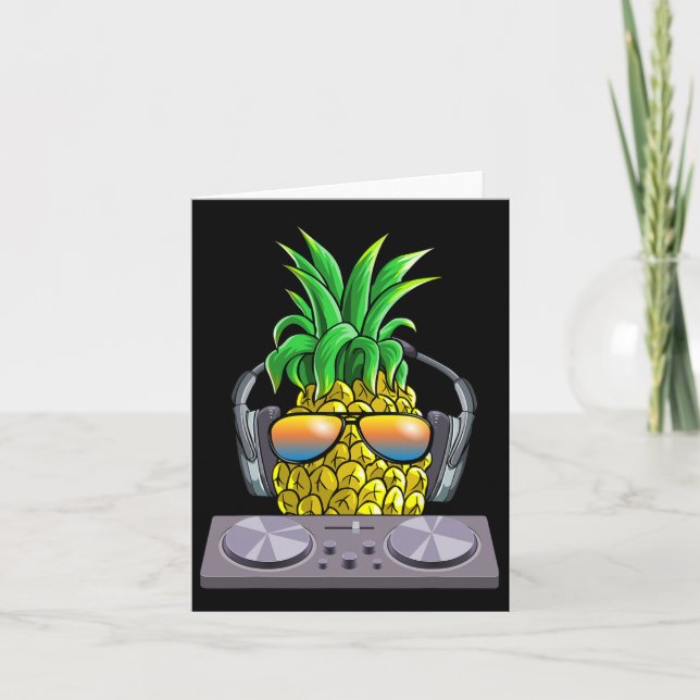 Pineapple Dj Music Aloha Beacher Hawaiian Hawaii Kort (Framsida)