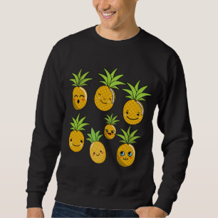 Pineapple Family Cute Kawaii Funny Hawaiian Fruit Lång Ärmad Tröja