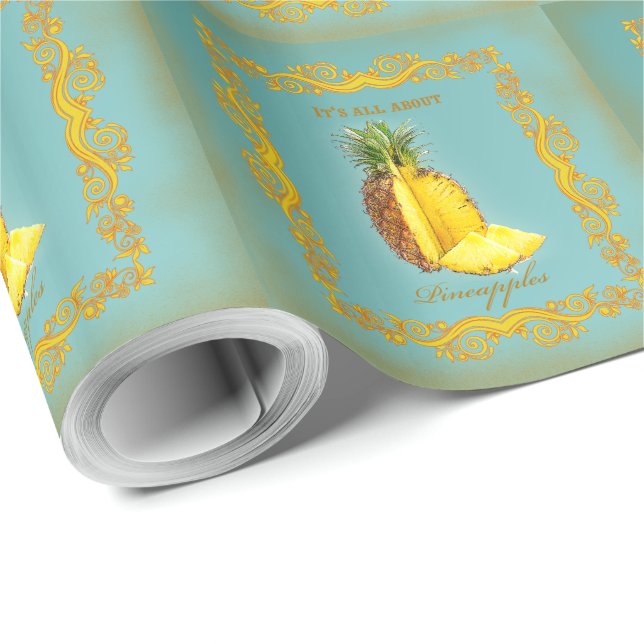 PINEAPPLE ~ Figursättning Papper Presentpapper (Rullad Hörn)