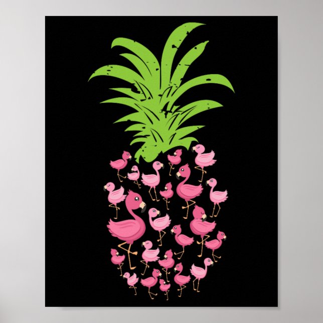 Pineapple Flamingo Aloha Beacher Hawaii - Rosa Bir Poster (Framsidan)