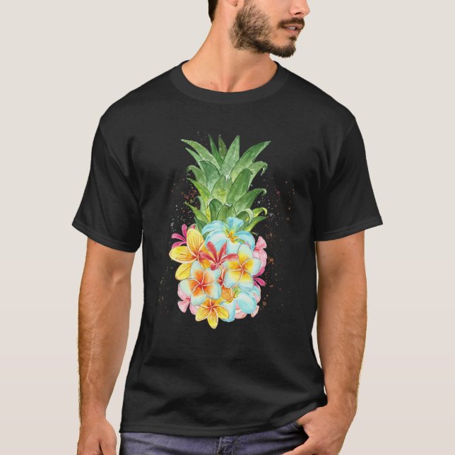 Pineapple Flowers Aloha Hawaiian Tee Pineapple Tee (Framsida)