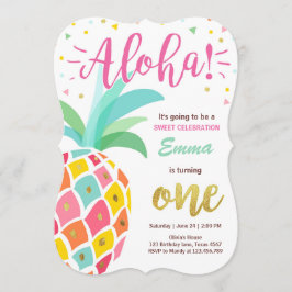 Pineapple födelsedagsinbjudan Tropical Luau Hawaii Inbjudningar