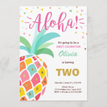 Pineapple födelsedagsinbjudan Tropical Luau Hawaii
