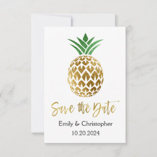 Pineapple för guldfärgad eldskrift Bröllop spara d Datumet