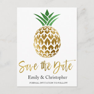 Pineapple för guldfärgad eldskrift Bröllop spara d Meddelande Vykort