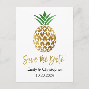 Pineapple för guldfärgad eldskrift Bröllop spara d Meddelande Vykort
