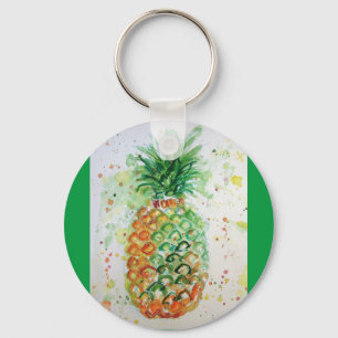 Pineapple Fruit Food Tropical Art Orange Lime Cute Nyckelring
