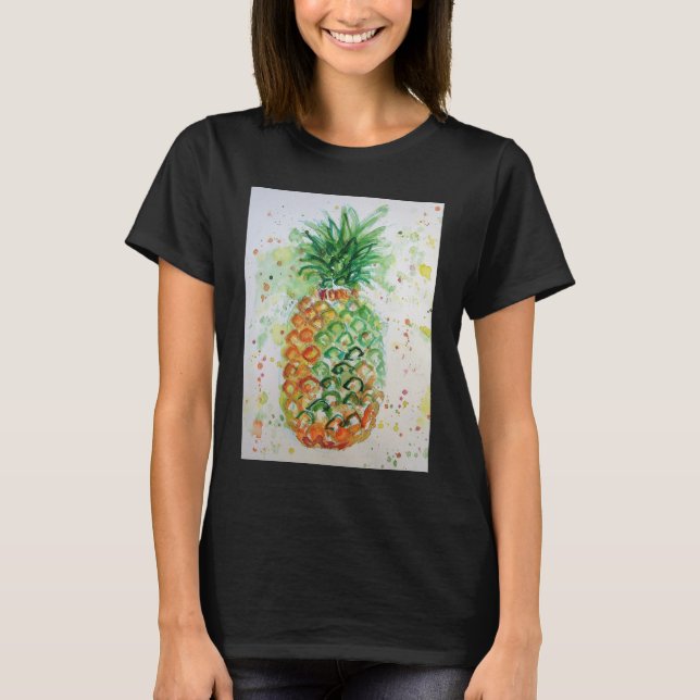 Pineapple Fruit Food Tropical Art Orange Lime Cute T Shirt (Framsida)