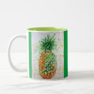 Pineapple Fruit Food Tropical Art Orange Lime Cute Två-Tonad Mugg