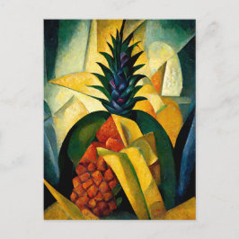 Pineapple fruit in abstract modern painting. vykort
