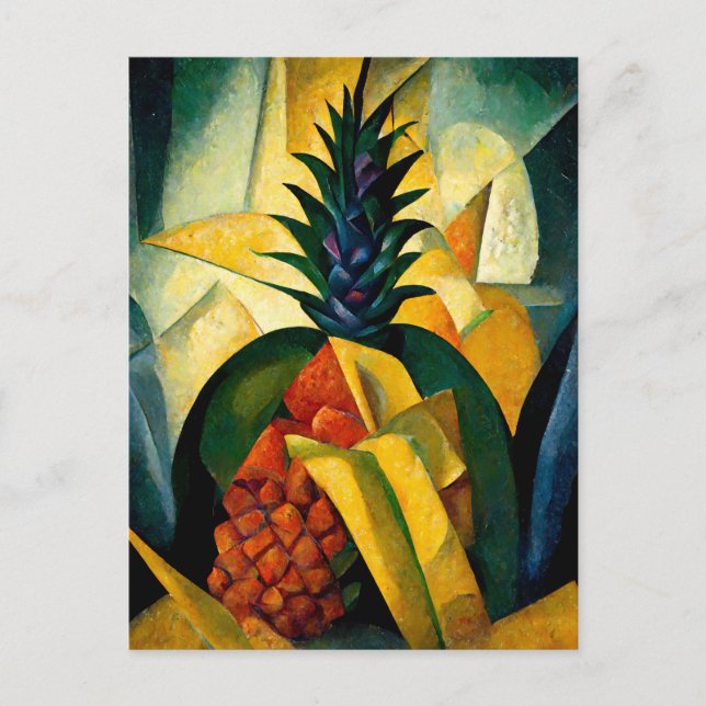 Pineapple fruit in abstract modern painting.  vykort (Framsida)