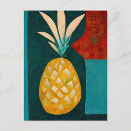 Pineapple fruit in abstract modern painting. vykort