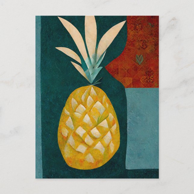 Pineapple fruit in abstract modern painting. vykort (Framsida)