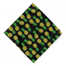 Pineapple Fruit Mönster Gult Grönt Black