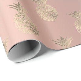 Pineapple Fruits Ro Guld Tropical Summer Peach Presentpapper