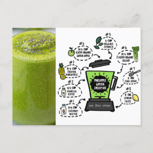 Pineapple Grönt Smoothie Recipe Postcard Vykort