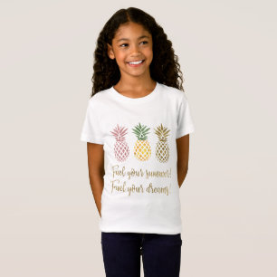 Pineapple guld Fuel dina drömmar Typografi Tee
