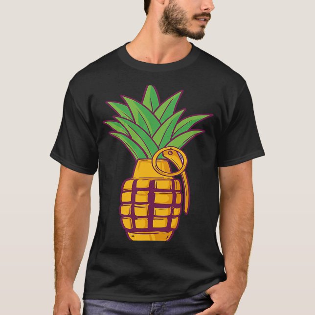 Pineapple Hand Grenade Bomb, sommar T Shirt (Framsida)