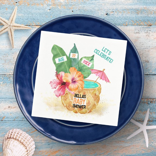 Pineapple Handflatan Hibiscus Tropical Beach Baby  Pappersservett (Skapare uppladdad)
