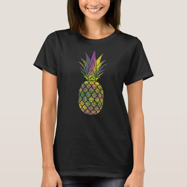 Pineapple Hawaii Mardi Grass Canival New Orleans P T Shirt (Framsida)