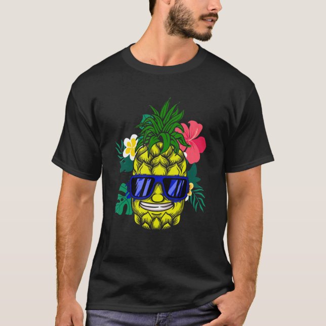 Pineapple Hawaiian Aloha Tropical Honolulu Women M T Shirt (Framsida)