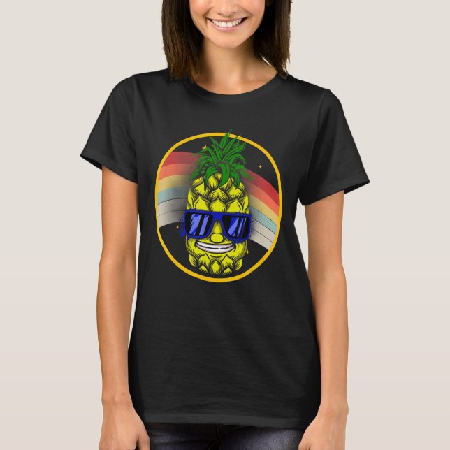 Pineapple Hawaiian Aloha Tropical Honolulu Women M T Shirt (Framsida)