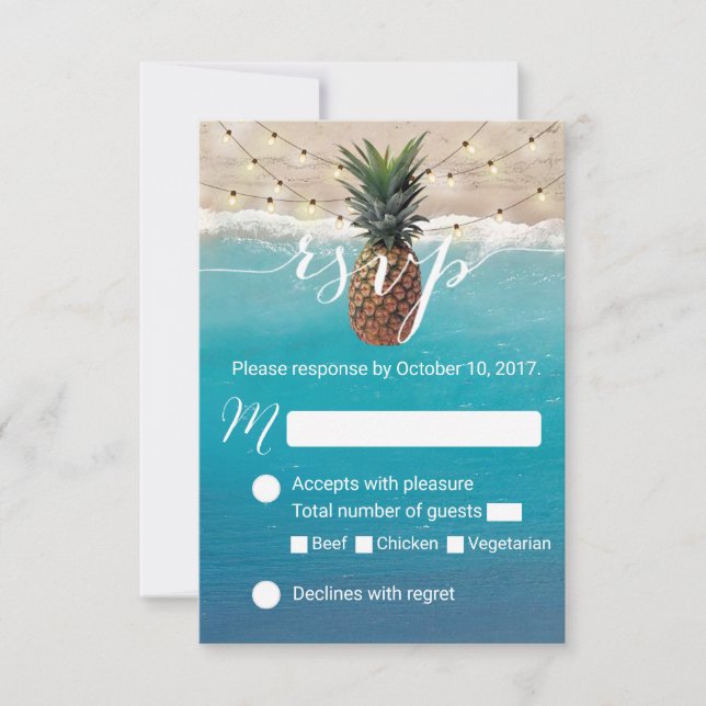 Pineapple Hawaiian Tropical Beach Wedding OSA Kort (Framsida)