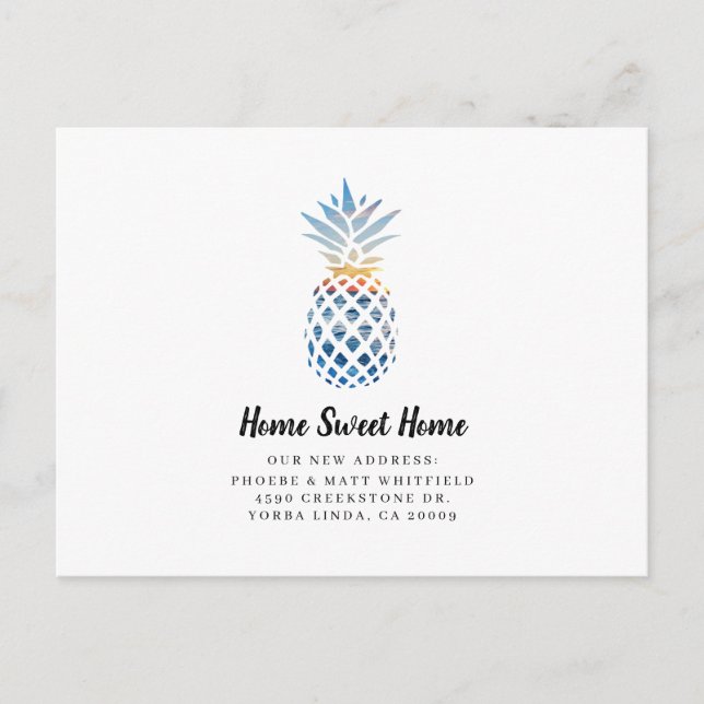Pineapple Hem Ljuva Hem Flyttningsannons  Meddelande Vykort (Framsida)
