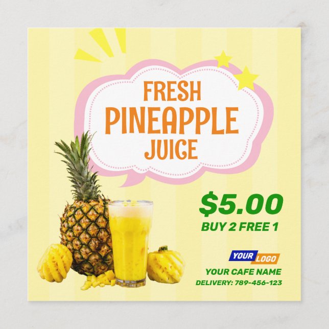 Pineapple Juice Menu Flyer Meny (Baksida)
