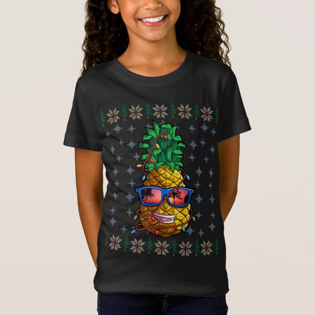 Pineapple jul Ljus Hawaii Älskare T Shirt (Framsida)