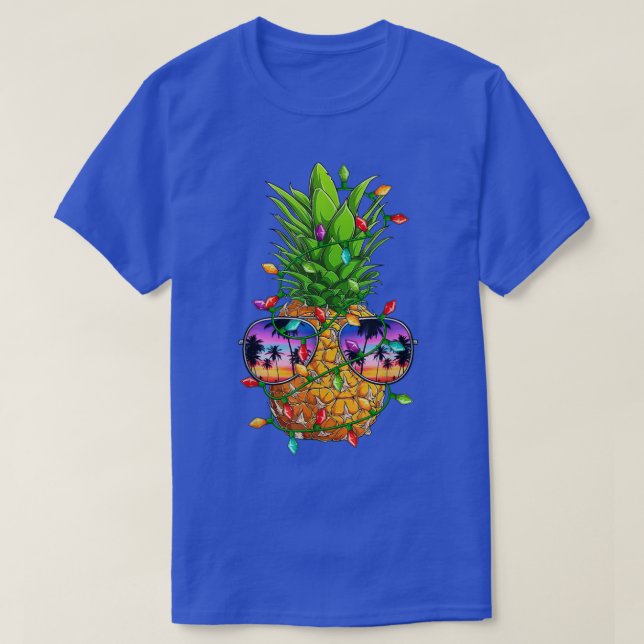 Pineapple Julgran Aloha Hawaii Beacher Julafton T Shirt (Design framsida)
