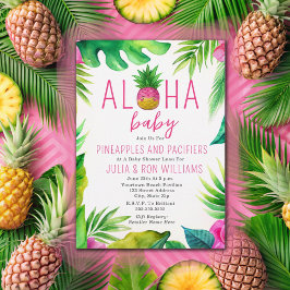 Pineapple Jungle Nappar Rosa Girl Baby Shower Inbjudningar