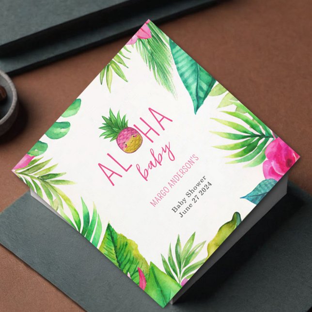 Pineapple Jungle Nappar Rosa Girl Baby Shower Pappersservett (Skapare uppladdad)