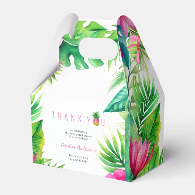 Pineapple Jungle Nappar Rosa Girl Baby Shower Presentaskar (Framsidan Sidan)