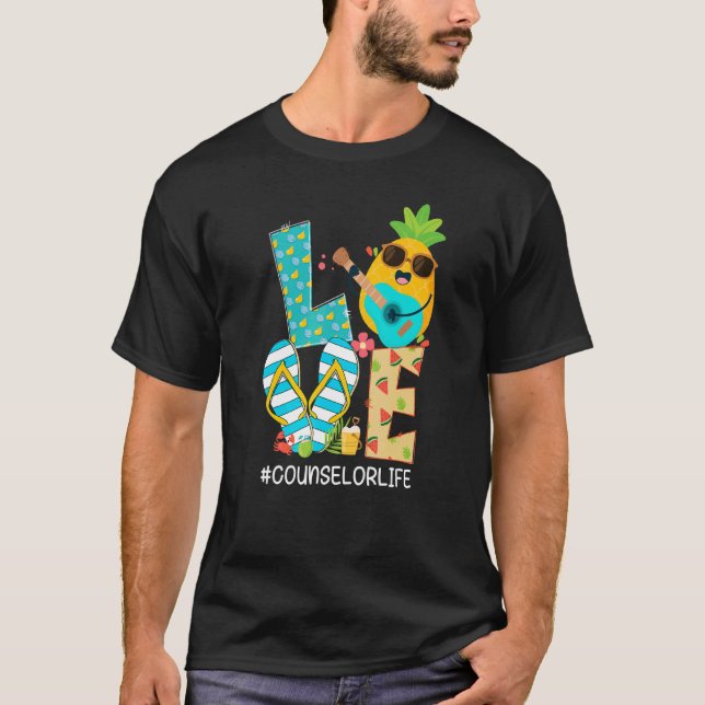 Pineapple Kärlek Counselor Life Hej Summer Vibes T Shirt (Framsida)