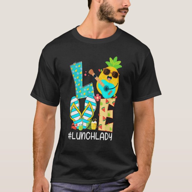 Pineapple Kärlek Lunch Dam Hej Sommar Vibes T Shirt (Framsida)
